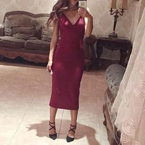 Burgundy Tight Fitting Dress